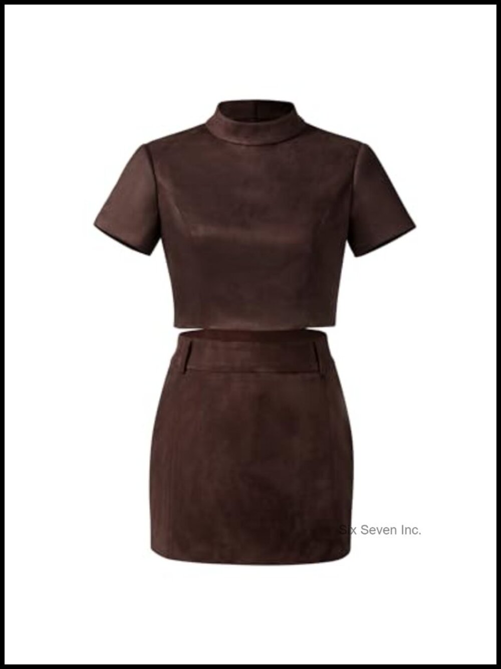 Faux Suede Crop Top and Mini Skirt Set